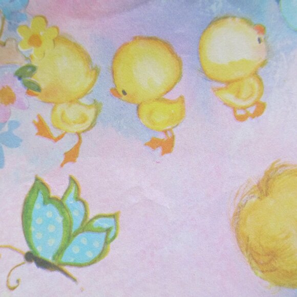 Vintage Baby Gift Wrap Cute Bears Bunnies Ducks Kittens Butterflies Nets 1 Piece - Picture 8 of 12